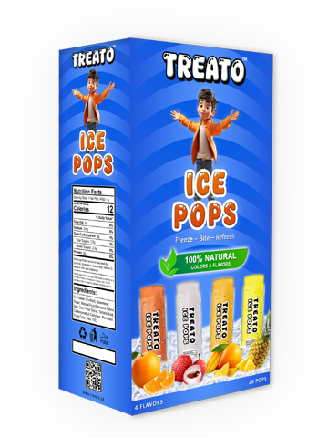 All Flavor Box of Treato Natural Ice Pops, Pack of 20 Ice Pops