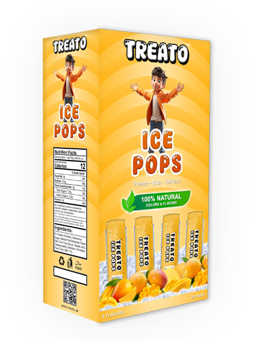 Mango Flavor Box of Treato Natural Ice Pops, Pack of 20 Ice Pops